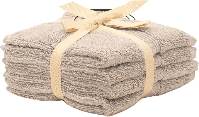 Mosobam Luxury Turkish Towels Set of 4 Washcloths 13X13 Light Grey 700 GSM - Image 2
