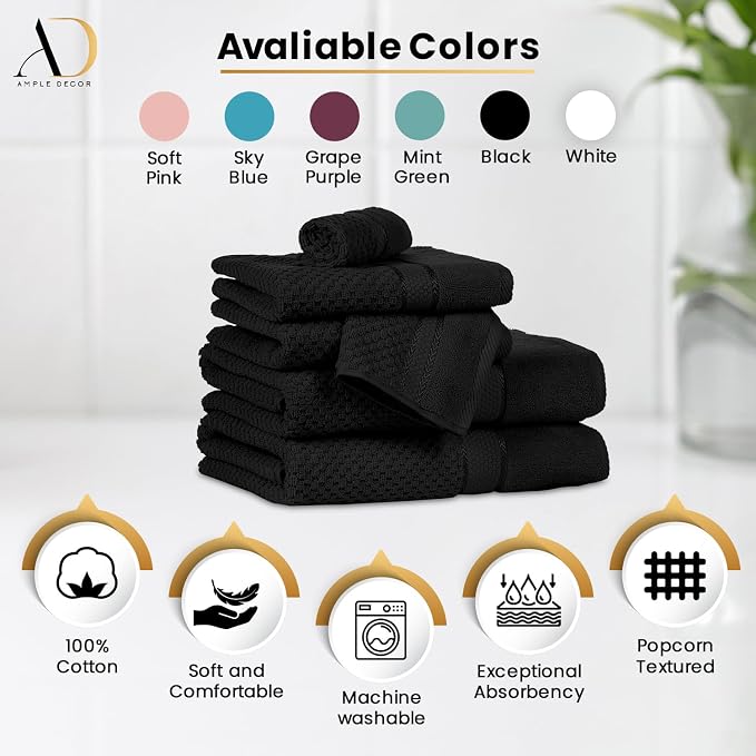 Ample Decor Wash Cloth Set of 10 100% Cotton - Image 3