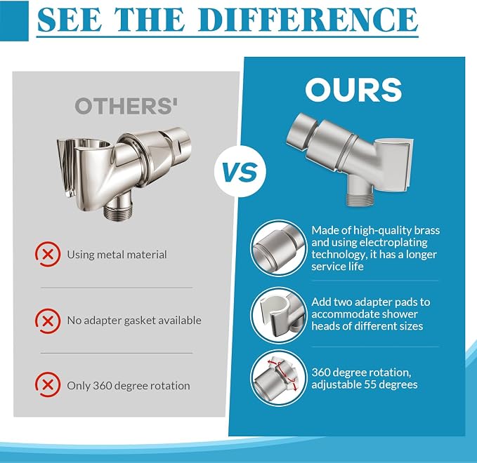 Shower Head Holder for Handheld Shower Head Adjustable Shower Arm Holder - Image 3