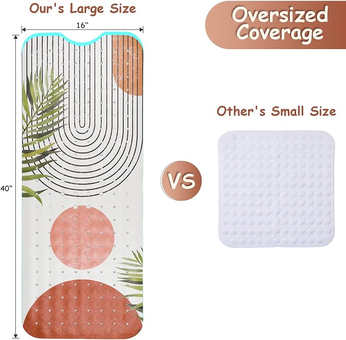 Bathtub Mat Non Slip, Bohemia Extra Long Bath tub Mat Shower Floor Mat - Image 2