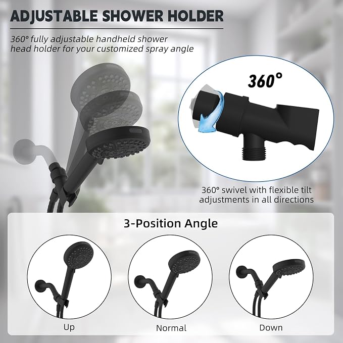 Hibbent Universal All Metal Handheld Shower Head Holder, Adjustable Solid Brass - Image 3