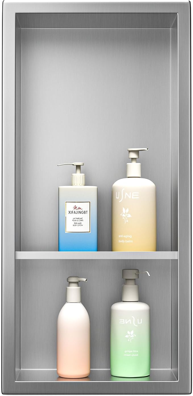 Stainless Steel Shower Niche 18"× 8" Brushed - Image 6