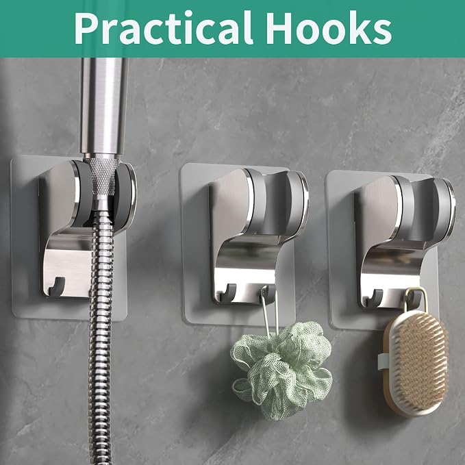 Hand Held Shower Head Holder Wall Mount, Shower Hose Holder Adhesive - Image 3