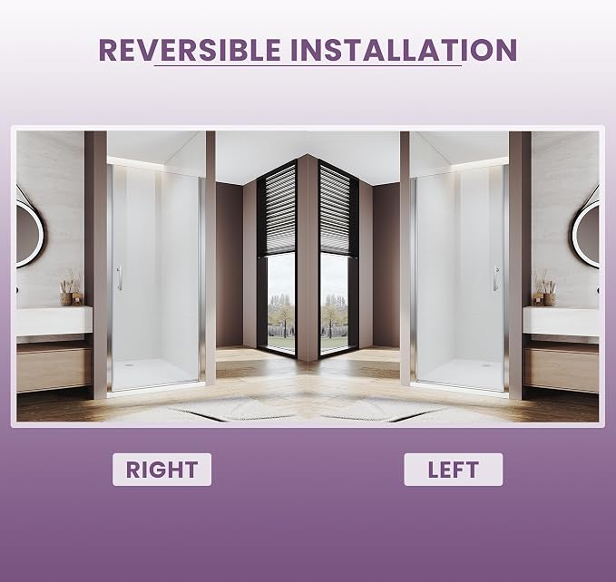 Glass Shower Door 35.5-37" W x 72 in. H, Pivot Shower Door - Image 7