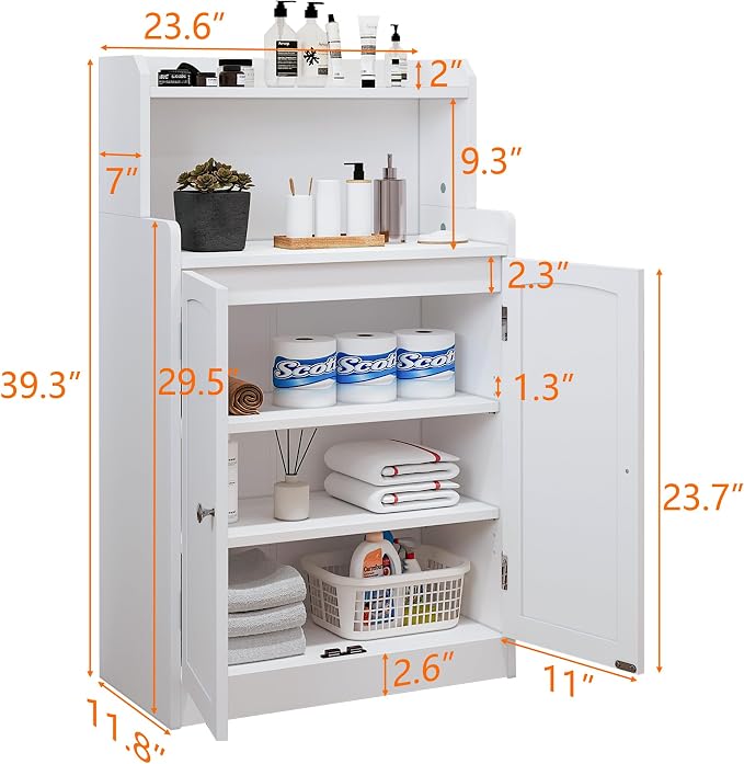 40 Inch Bathroom Storage Cabinet, Freestanding Organizer - Image 2