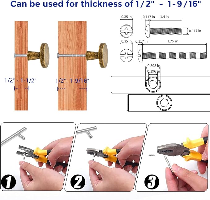 Ravinte 5 Pack Drawer Pulls 1-1/4 Inch Kitchen Cabinet Knobs Solid Round - Image 4