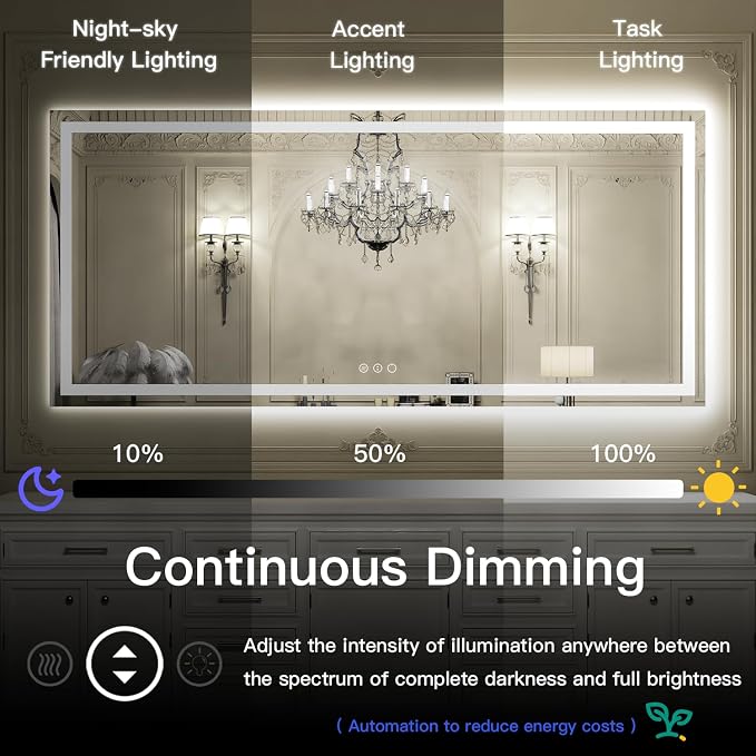 ISKM 60'' x 30'' LED Mirror for Bathroom Lighted Vanity Mirror for Wall Front - Image 5