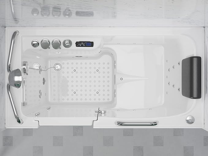 ANZZI Walk In Tub 53" x 27" Left-Drain Bathtub, Air & Whirlpool Massage Jets - Image 2