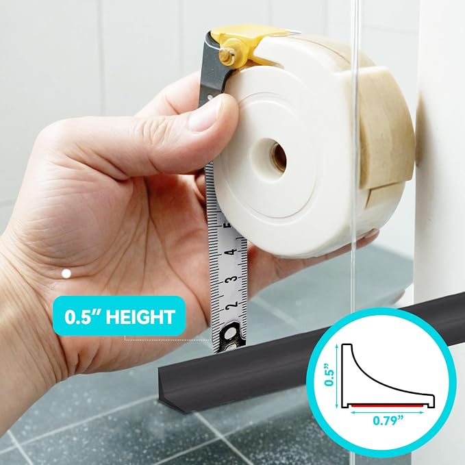 Shower Threshold Water Dam Barrier 39", Silicone Sealant Included, Collapsible - Image 3
