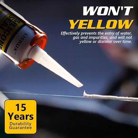 White Advanced Silicone Caulk, 100% Waterproof Silicone Sealant Indoor Outdoor - Image 4