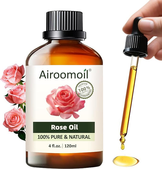 Rose Essential Oil with Glass Dropper by Airoomoil