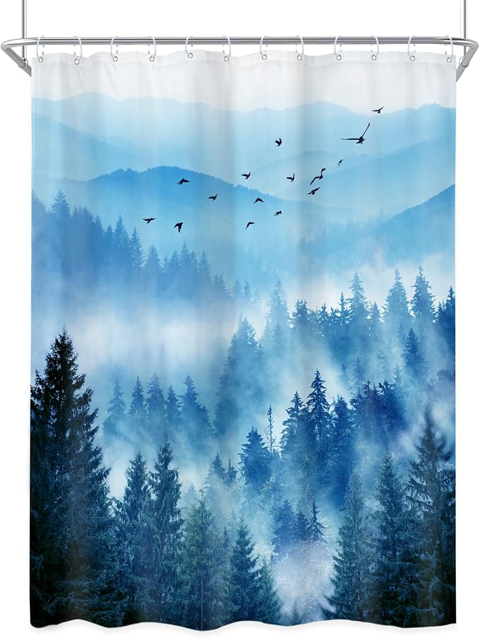 Riyidecor Navy Blue Shower Curtain 48Wx72H Inch, Stall Narrow Rv Small Nature - Image 8