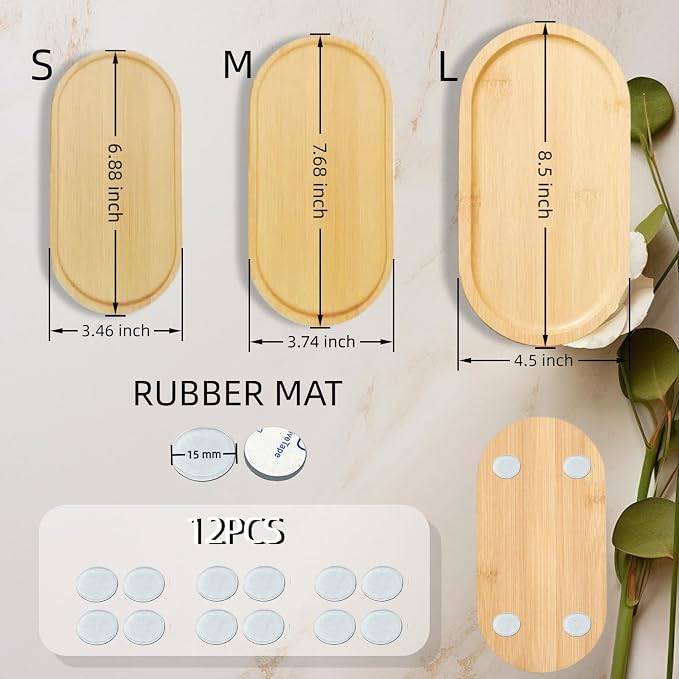 3PCS Bamboo Bathroom Trays - Image 2