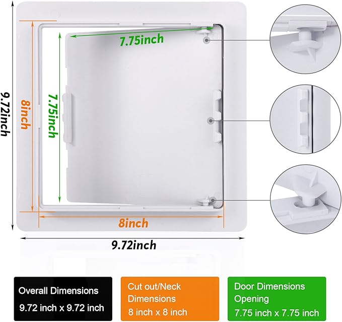 Plumbing Access Panel for Drywall 8 x 8 Inch Plastic Access Door Removable Wall - Image 2