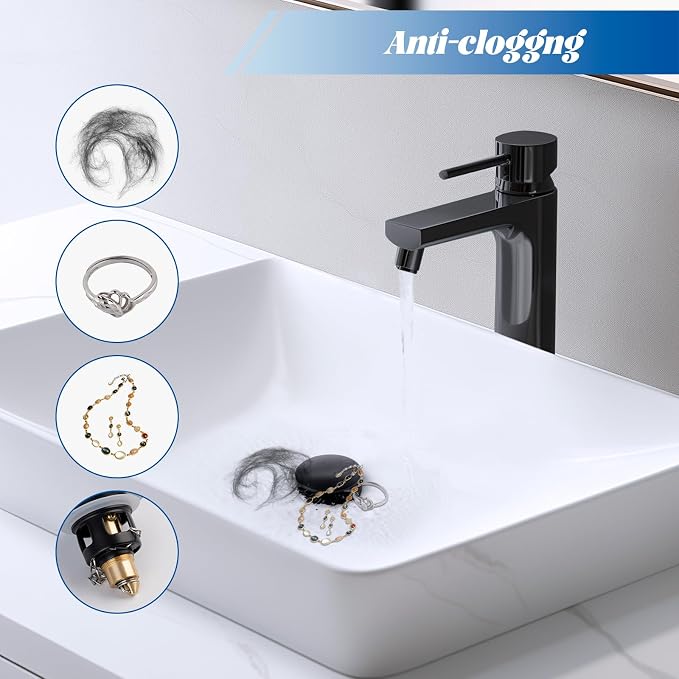 Hibbent All Metal 2 in 1 Bathroom Sink Stopper, Universal Pop Up Drain Strainer - Image 4