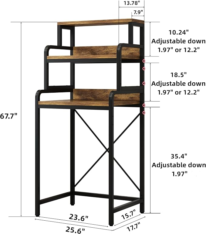 4-Tier Kitchen Bread Rack, Mini Fridge Stand Shelf, Double-Purpose Rack - Image 7