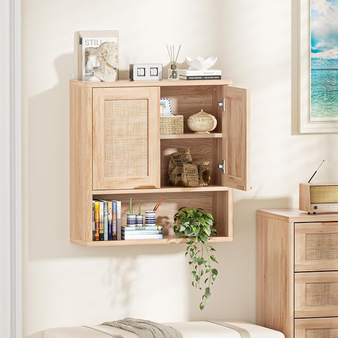 LEYAOYAO Rattan Bathroom Wall Cabinet, Boho Medicine Cabinet - Image 6