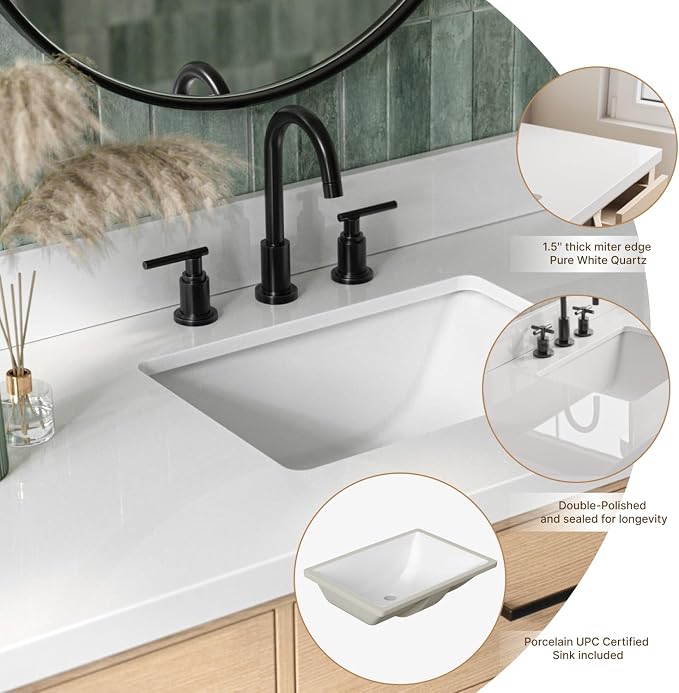 ARIEL Hepburn 67" Inch Oak Single Bathroom Vanity - Image 5