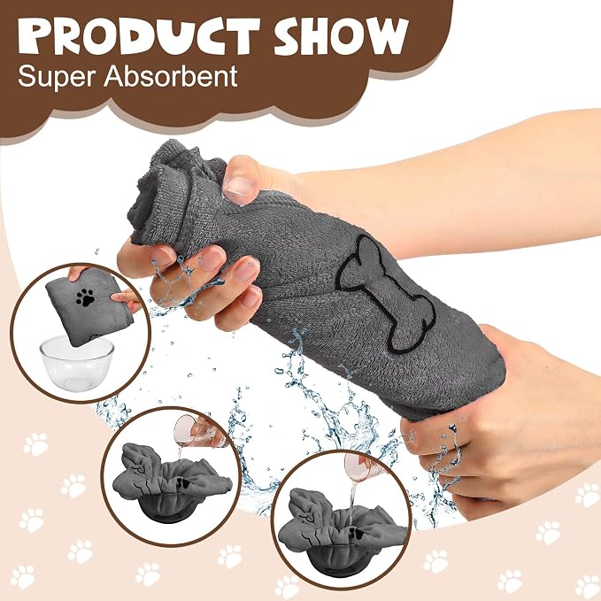 Chumia 4 Pcs Dog Towels for Drying Dog Puppy Bulk Microfiber Absorbent Paw - Image 4