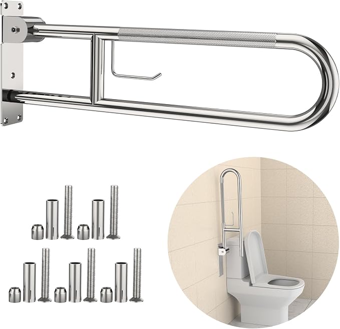 Toilet Grab Bar 30.3 Inch, YuanDe Flip Up Grab Bar by YuanDe