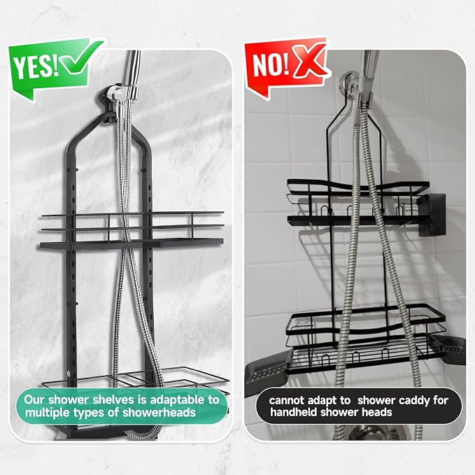 Shower Caddy Hanging for Handheld Showerheads Adjustable Height Extra Long - Image 7