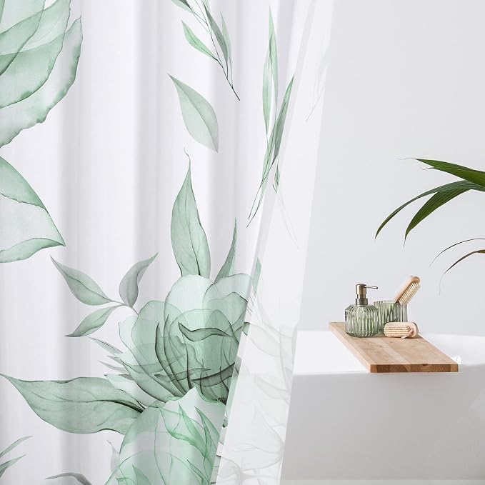 Small Stall Boho Watercolor Floral Shower Curtain 36 x 72, Artistic Narrow Half - Image 3