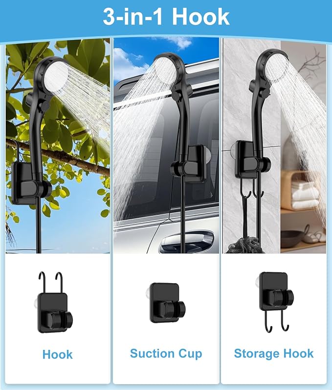 WADEO Portable Camping Shower, 6000mAh Rechargeable Shower Pump, Filtered - Image 6