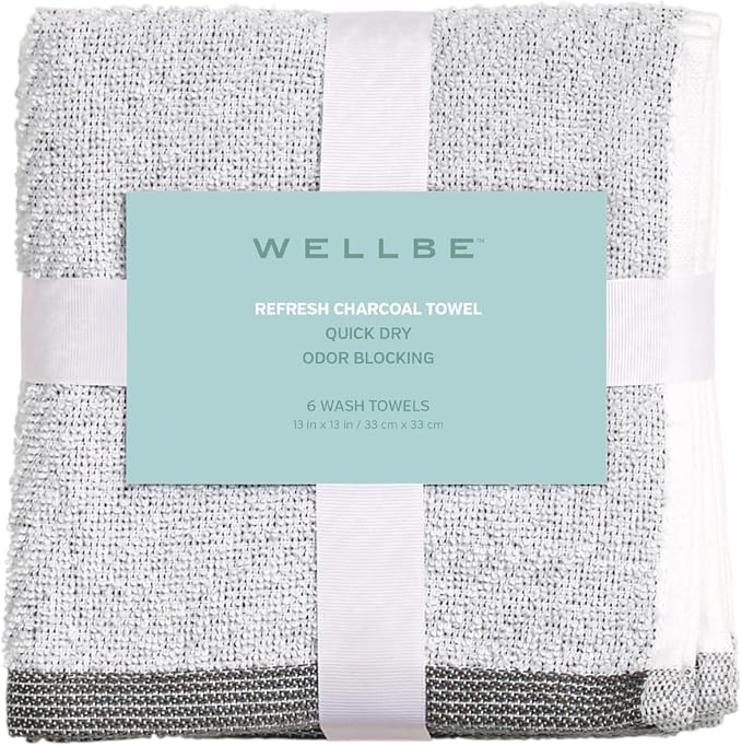 Wellbe 6-Piece Washcloth Set, Quick Dry, 13” x 13” - Image 8