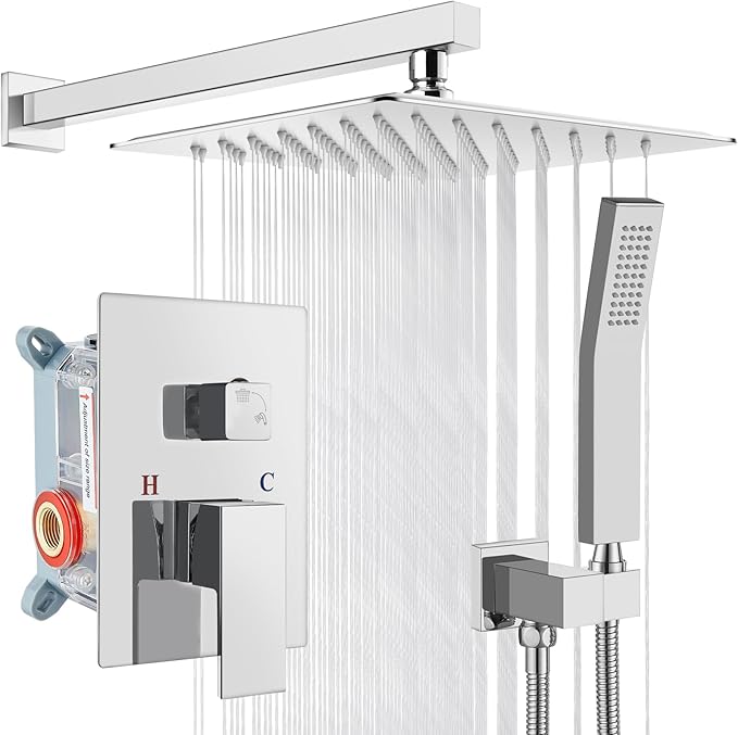 gotonovo Rainfall Bathroom Shower System Rain Shower Head and Handle Set Wall by HOME