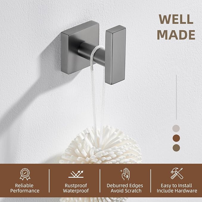 Angle Simple Square Towel Hook, SUS304 Stainless Steel Robe Coat Hook - Image 8