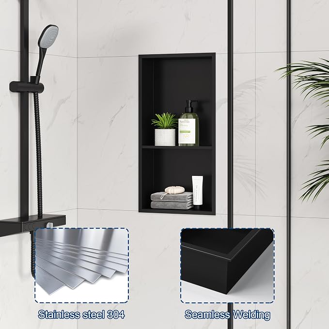 Neodrain No Tile Shower Niche, Stainless Steel Wall Cabinet 25.1"X13.1" - Image 8