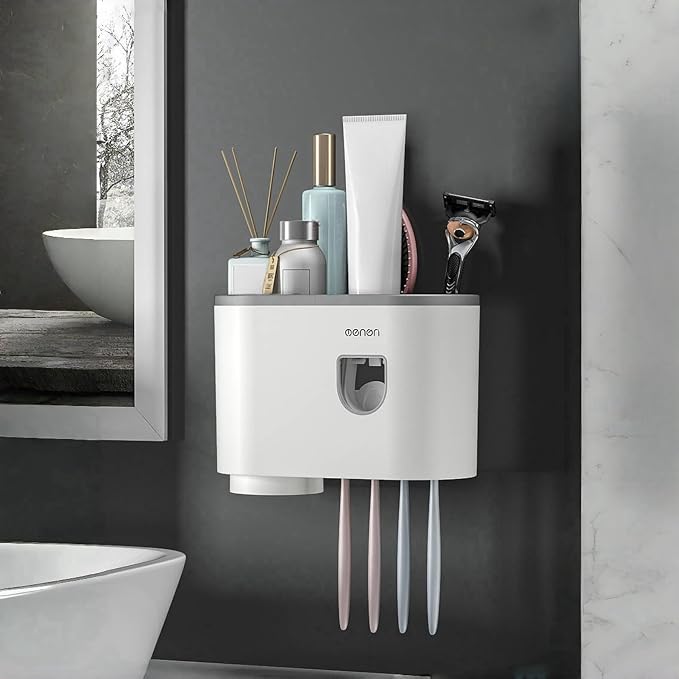 No-Drill Wall Mounted Toothbrush Holder, Bathroom Shelf, by Celsitudo