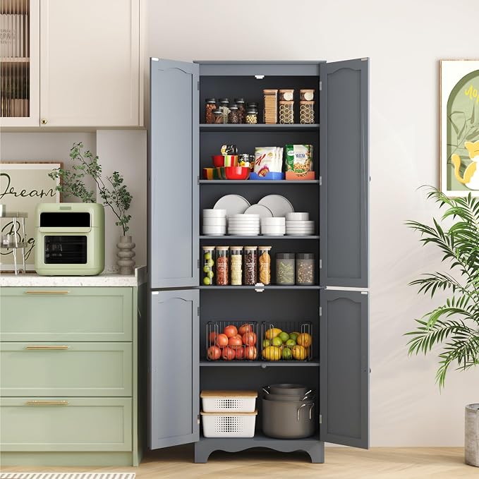 Function Home Tall Pantry Cabinet, Freestanding Storage Cabinet, Wooden Kitchen - Image 4