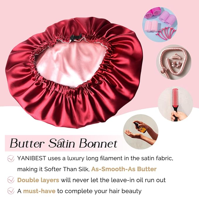 YANIBEST Adjustable Satin Bonnet Double Layer Hair Bonnet - Image 7
