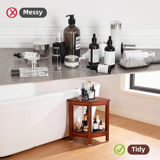 Corner Shower Bench with Shelf, 16.5" H Corner Shower Stool - Image 4