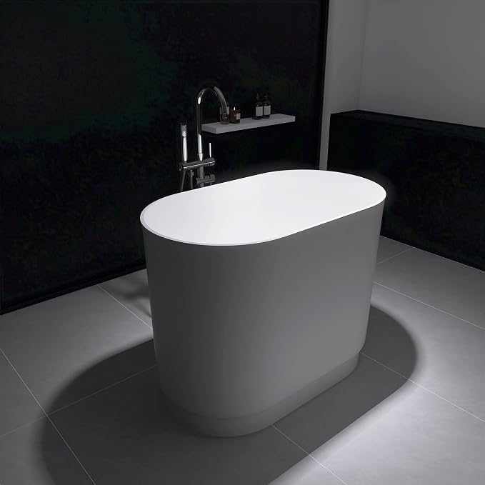 39" Japanese Soaking Bathtub, Freestanding Solid Surface Resin Stone Bathtub - Image 2