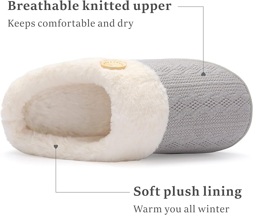 Chantomoo Womens Slipper Warm Comfy Memory Foam House Slippers Knitted Shoes - Image 3