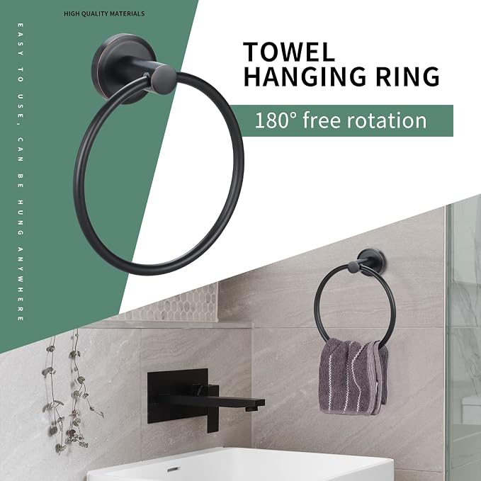 Oil Rubbed Bronze Bathroom Hardware Set 4 Piece Towel bar Adjustable Expandable - Image 3