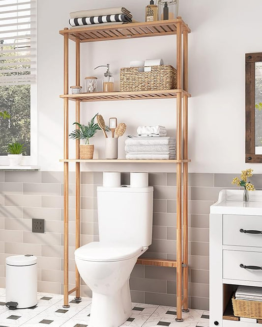 AmazerBath Over The Toilet Storage Shelf Bamboo, 3-Tier Over Toilet Organizer by AmazerBath