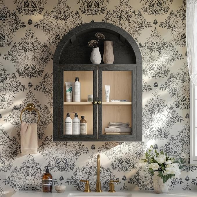 Arched Medicine Cabinets with Tempered Glass Doors, Wall Mounted Display - Image 6