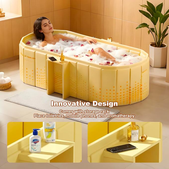 Portable Bathtub for Adult 59" Large Collapsible Cold Plunge Bathtub Foldable - Image 2