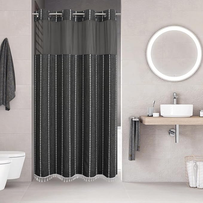 No Hook Stall Shower Curtain by EACHOPE