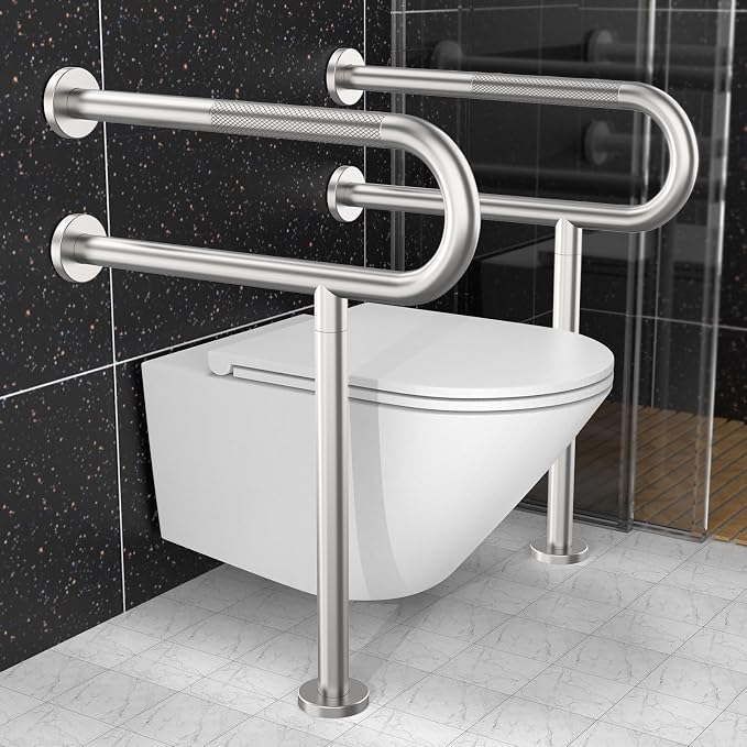 Toilet Support Rail 23.4X 28 Inch, Munzong Anti-Slip Satin Brushed Nickel - Image 4