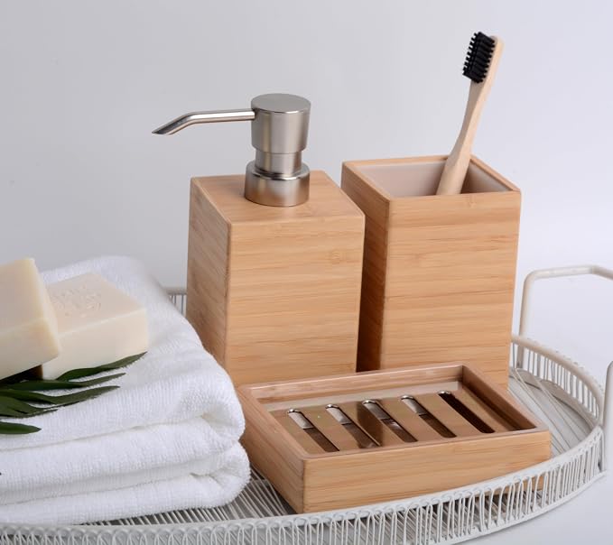 Bamboo Bathroom Accessories Set, Toothbrush Holder, Soap Dish, Kitchen Soap - Image 9