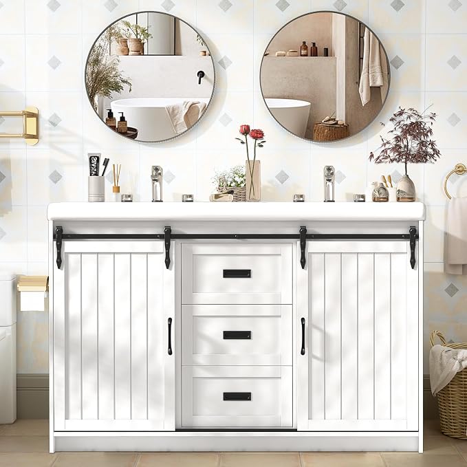 47'' Bathroom Sink Vanity Combo, Large Freestanding Double Bath Vanity Sink Set by Buildonely