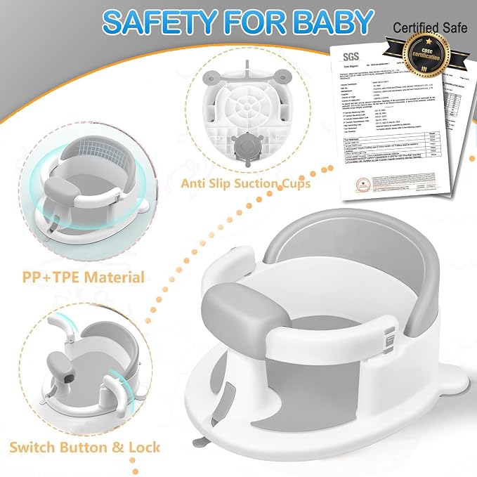 Baby Bath Seat for Babies 6 Months & Up, Toddler Bath Seats for Babies Sitting - Image 5