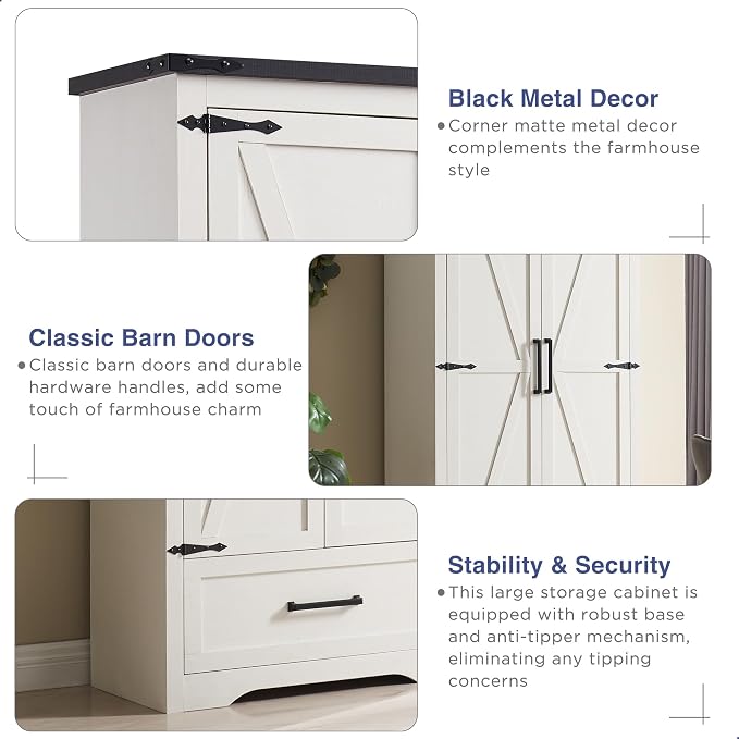 JXQTLINGMU Farmhouse Kitchen Pantry Cabinet - Image 4