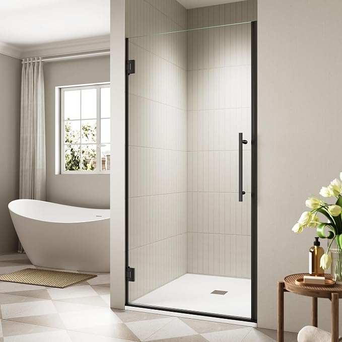 35.6-35.8" x 72" Frameless Hinged Shower Door, Single Swing Shower Panel by Unknown