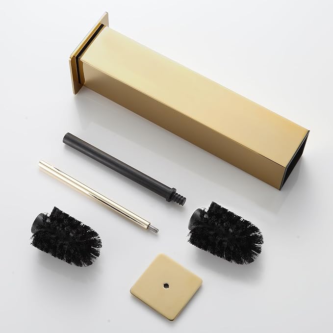 Gold Toilet Brush with Holder 304 Stainless Steel Toilet Bowl Brush, Square - Image 6