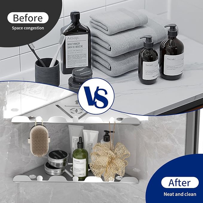 2 Pack Corner Shower Shelf, Heavy Duty Shower Caddy Organizer - Image 6